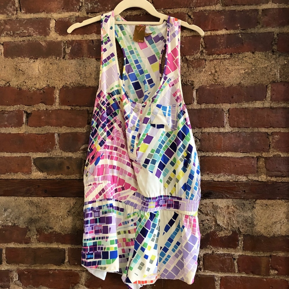 Ali Ro Silk Colorful Romper, Size 6